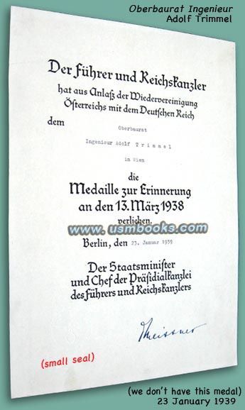 Nazi Medaille zur Erinnerung an den 13. März 1938